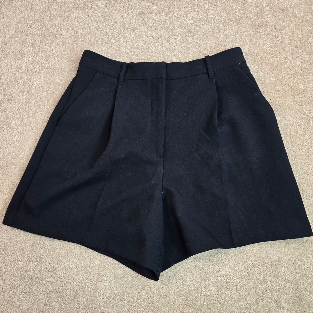 Abercrombie & Fitch Black Pleated High Rise Tailored Shorts Womens Size M